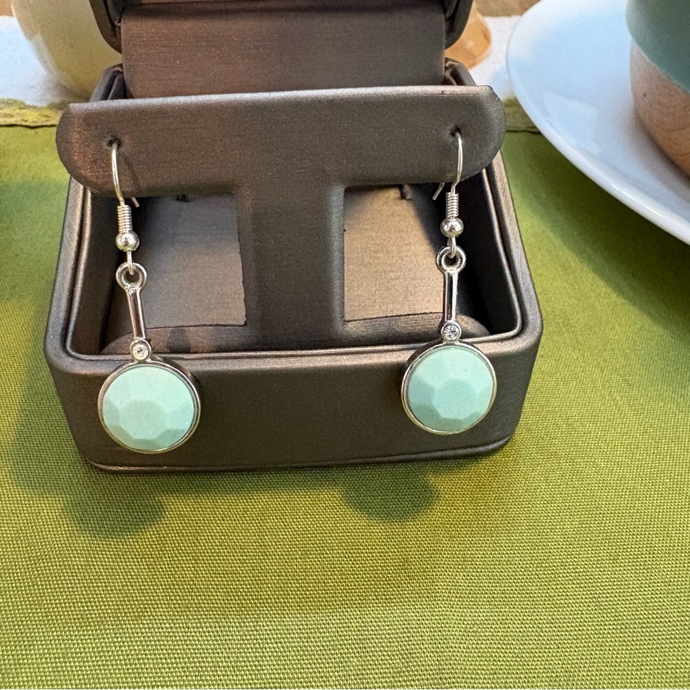 Lia Sophia - Silver and Mint Green Drop Earrings